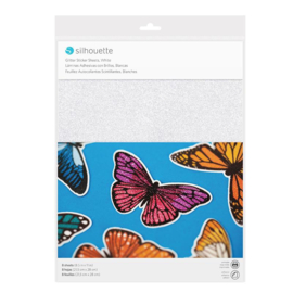 Silhouette Sticker Paper Glitter White