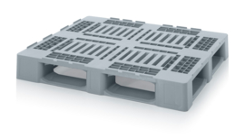 H3+5 | AUER hygiënepallet met beveiligingsrand 8 mm, afm. 1200x1000x160 mm, 5 sledes niet gelast, kleur zilvergrijs RAL 7001, gewicht 13,96 kg