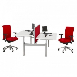 ED8180L | EasyDesk Duo-260, zit-sta bureau/werktafel, handslinger met spindeltechniek hoogteverstelling traploos 620-880 mm, slag 260 mm, bladmaat (2x) 1800x800 mm (bxd), hefvermogen 100 kg per tafel