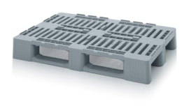 H1-RG | AUER hygiënepallet met beveiligingsrand 8 mm,  bovenzijde geperforeerd, afm. 1200x800x160 mm, 3 sledes niet gelast, kleur zilvergrijs RAL 7001, gewicht 11,71 kg