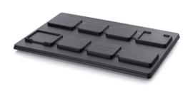 A1208 | AUER kunststof oplegdeksel voor pallets universeel, afm. 1220x820x30mm (lxbxh), materiaal ABS, kleur zwart RAL 9017, stapelhoogte 20 mm, gewicht 3,66 kg