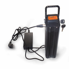 1001100E | ERGOTRUCK EPW elektrische platformwagen v.v. 24V dc motorwielaandrijving, snel verwisselbare lithium-ion accu 10.4 Ah, laadvlak afm. 1000x600 mm (lxb), 4 zwenkwielen incl. centrale vastzetrem, laadvermogen 500 kg, gewicht 91 kg