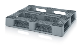 H3 | AUER hygiënepallet met beveiligingsrand 8mm, afm. 1200x1000x160 mm, 3 sledes niet gelast, kleur zilvergrijs RAL 7001, gewicht 12,98 kg
