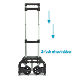 20014 | DEMA  TK70 aluminium steekwagen, inklapbaar, hoogte verstelbaar, afm. uitgeklapt 40x41x99 cm (bxdxh), laadschep afm. 37x27 cm (bxd), rubberen wielen ø 12 cm, draagvermogen 70 kg,  gewicht 2,97 kg