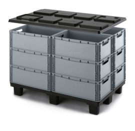 A1208 | AUER kunststof oplegdeksel voor pallets universeel, afm. 1220x820x30mm (lxbxh), materiaal ABS, kleur zwart RAL 9017, stapelhoogte 20 mm, gewicht 3,66 kg