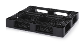 MP 12105 | AUER medium kunststof pallet met beveiligingsrand 8 mm, afm. 1200x1000x152 mm (lxbxh),  2 dwars- en 3 lengtesledes niet gelast, kleur zwart RAL 9017, gewicht  13,96 kg