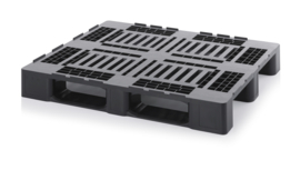MP 1210 | AUER medium kunststof pallet met beveiligingsrand 8 mm, afm. 1200x1000x160 mm (lxbxh), 3 sledes, kleur zwart RAL 9017, gewicht  13,4 kg