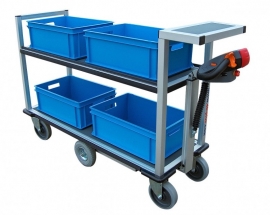 0408002 | FLEXYCART EcoLine elektrische postwagen EPW2EL, aandrijving 24Vdc/400W, laadvlak 1250x600 mm (lxb), laadvermogen 500 kg, fabrieksgarantie 2 jr