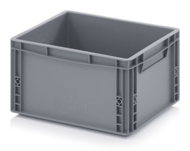 EG4322-HG | AUER eurobox gesloten uitvoering, afm. 40x30x22 cm (lxbxh), handgrepen gesloten, stapelbaar, RAL 7001 zilvergrijs,  inhoud 20 l, gewicht 1,3 kg