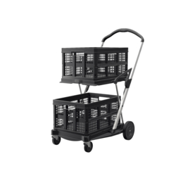 399049 | CLAX inklapbare vouwkrattentrolley zwart zonder vouwkrat(ten), afm. 89x55x102,5 cm (lxbxh), belasting 60 kg, gew. 6,7 kg