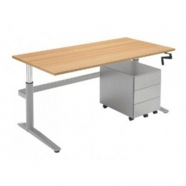 ED4140R | EasyDesk 330, zit-sta bureau/werktafel, handslinger met spindeltechniek hoogteverstelling traploos 61-94 cm, slag 33 cm, bladmaat 140x80 cm (bxd), hefvermogen 100 kg