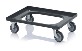 RO64-GU-BO-7016 | AUER transportroller COMPACT voor stapelbare Eurobakken 60x40 cm/30x40 cm, 2 zwenkwielen + 2 bokwielen rubber ø 10 cm, ongeremd, wielvorken gegalvaniseerd, draagverm. 250 kg, kleur antraciet grijs RAL 7016, gew. 3,70 kg