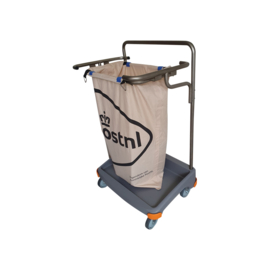 0201001 | SPLAST (post)zakhouder trolley voor 1 (post)zak 120 liter, afm. 640x430x1000 mm (bxdxh), 5x buis-clip + 4x haak expander, gewicht  8,4 kg