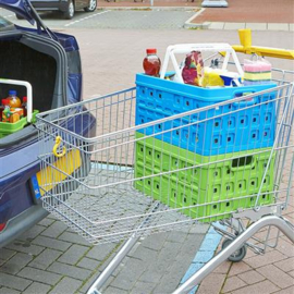 57101611 | SUNWARE Square stapelbare vouwkrat met open handgrepen en draaghengsels, afm. 49x36x25 cm (bxdxh), draagvermogen 30 kg, inhoud 32 liter, kleur blauw/wit, gewicht 1,3 kg