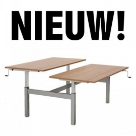 ED8160L | EasyDesk Duo-260, zit-sta bureau/werktafel, handslinger met spindeltechniek hoogteverstelling traploos 620-880 mm, slag 260 mm, bladmaat (2x) 1600x800 mm (bxd), hefvermogen 100 kg per tafel