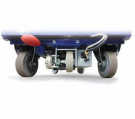 1001100E | ERGOTRUCK EPW elektrische platformwagen v.v. 24V dc motorwielaandrijving, snel verwisselbare lithium-ion accu 10.4 Ah, laadvlak afm. 1000x600 mm (lxb), 4 zwenkwielen incl. centrale vastzetrem, laadvermogen 500 kg, gewicht 91 kg