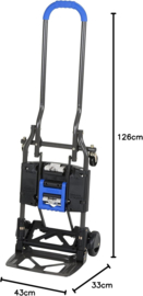 213137-BW | COSCO Shifter 2-in-1 inklapbare transport- en steekwagen, afm. 820x372x1250/105 mm (lxbxh/ingeklapt), kleur antraciet/blauw, draagverm. 135 kg, gew. 6,8 kg