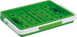 57500606 | SUNWARE Square stapelbare vouwkrat met open handgrepen en draaghengsel, afm. 43,5x31x21,3 cm (bxdxh), draagvermogen 15 kg, inhoud 24 liter, kleur natuurgroen/wit, gewicht 1,6 kg