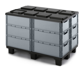 A1208 | AUER kunststof oplegdeksel voor pallets universeel, afm. 1220x820x30mm (lxbxh), materiaal ABS, kleur zwart RAL 9017, stapelhoogte 20 mm, gewicht 3,66 kg