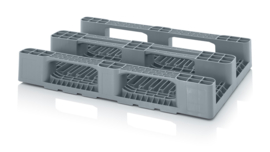 H1-RG | AUER hygiënepallet met beveiligingsrand 8 mm,  bovenzijde geperforeerd, afm. 1200x800x160 mm, 3 sledes niet gelast, kleur zilvergrijs RAL 7001, gewicht 11,71 kg