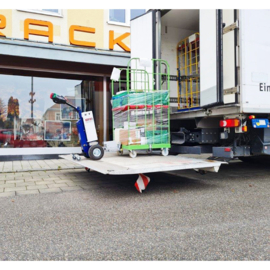 1101210064 | ZALLYS M1 elektrotrekker, trekvermogen 1000 kg, spoorbreedte 439 mm, motor 300 W, 2x 12V tractiebatterijen, batterijlader, max. snelheid 4 km p/uur, draaicirkel 900 mm, elektromechanische rem, gew. 40 kg excl. batterijen