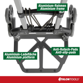 3211 | ATHLON SD inklapbare aluminium traploper steekwagen met bagagekoorden, telescopische handgreep 110 cm, laadschep 39x28 cm (bxd), draagvermogen 70/35 kg, gewicht  4,1 kg