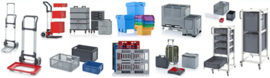 EG6422-HO | AUER eurobox gesloten uitvoering, afm. 60x40x22 cm (lxbxh), handgrepen open, stapelbaar, RAL 7001 zilvergrijs,  inhoud 45 l, gewicht 1,76 kg
