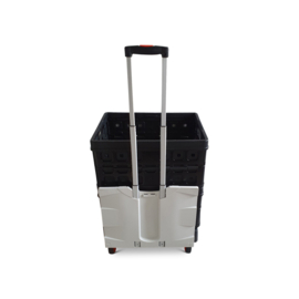 56000996 | ROLL1 inklapbare vouwkrattentrolley, afm. 485x370x1035/76 mm (bxdxh), draagvermogen 40 kg, gewicht 2,8 kg, incl. 3 SUNWARE vouwkratten afm. 490x360x250 mm (bxdxh), open handgrepen, kratinhoud 32 liter, belasting 30 kg