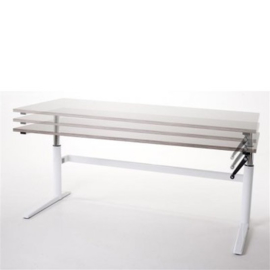 ED4140R | EasyDesk 330, zit-sta bureau/werktafel, handslinger met spindeltechniek hoogteverstelling traploos 61-94 cm, slag 33 cm, bladmaat 140x80 cm (bxd), hefvermogen 100 kg