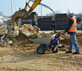 1101210004 | ZALLYS Dumper Jet accukruiwagen, motor 1000 W,  2 onderhoudsvrije AGM tractie batterijen 105/130 Ah, externe HF lader, spoorbreedte 785 mm, voorwielaandrijving, laadvermogen 500 kg, gew. 148 kg