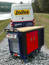 1101215E | ZALLYS M15 e-transporter incl. XL gereedschap/werkbankwagenopbouw met houtenwerkblad, 10 laden, afsluitbare kastruimte, laadvermogen 500 kg