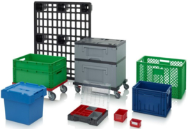 EG6442-HO | AUER eurobox gesloten uitvoering, afm. 60x40x42 cm (lxbxh), handgrepen open, stapelbaar, RAL 7001 zilvergrijs, inhoud 88 l, gewicht 2,97