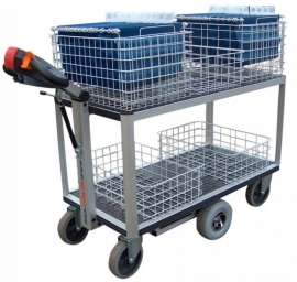 0408001 | FLEXYCART EcoLine elektrische postwagen EPW1EL, aandrijving 24Vdc/400W, laadvlak 1070x600 mm (lxb), laadvermogen 500 kg, fabrieksgarantie 2 jr