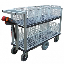 0408002 | FLEXYCART EcoLine elektrische postwagen EPW2EL, aandrijving 24Vdc/400W, laadvlak 1250x600 mm (lxb), laadvermogen 500 kg, fabrieksgarantie 2 jr