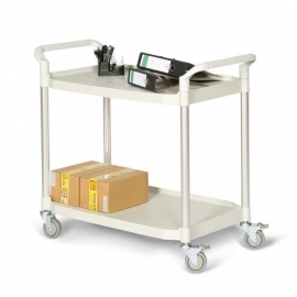 12523 | MATADOR etagewagen HX-808LE-3, grijswit kunststof/aluminium, 2 etages afm. 915x520 mm (lxb), draagvermogen 250 kg, 4 zwenkwielen (2 met rem), gewicht 12,5 kg