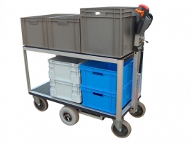 0408001 | FLEXYCART EcoLine elektrische postwagen EPW1EL, aandrijving 24Vdc/400W, laadvlak 1070x600 mm (lxb), laadvermogen 500 kg, fabrieksgarantie 2 jr