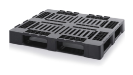 MP 12105 | AUER medium kunststof pallet met beveiligingsrand 8 mm, afm. 1200x1000x152 mm (lxbxh),  2 dwars- en 3 lengtesledes niet gelast, kleur zwart RAL 9017, gewicht  13,96 kg