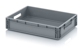 EG4375 | AUER eurobox gesloten uitvoering, afm. 40x30x7,5 cm (lxbxh), handgrepen open, stapelbaar, RAL 7001 zilvergrijs, inhoud 6,9 l, gewicht 750 g