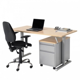 SD5120R | EasyDesk 440, zit-sta bureau/werktafel, handslinger met spindeltechniek hoogteverstelling traploos 66-110 cm, slag 44 cm, bladmaat 120x80 cm (bxd), hefvermogen 100 kg