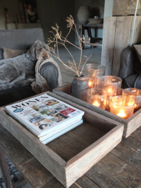 Stoere zware oud houten tray dienblad