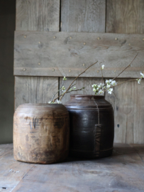 Oud houten pot 16cm nr 358