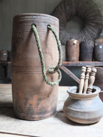 Oud houten pot met touw 28cm nr 181