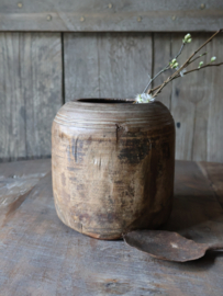 Oud houten pot 16cm nr 358