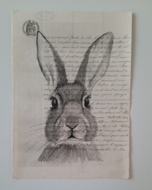 Eastern bunny op oud document