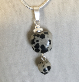 Jaspis Dalmatiër hanger, echt zilver - Echte Jaspis