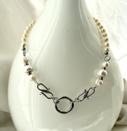 Brillenketting 58 cm, Boho Chic stijl, echte Parels