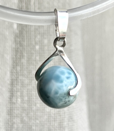 Larimar hanger, 2,6 cm - echt zilver, 11 mm bol glad