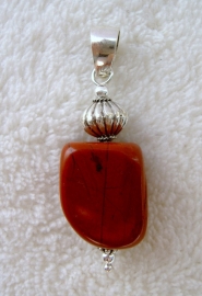 Jaspis hanger, rood - Echt zilver, echte edelsteen