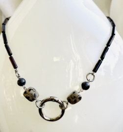 Brilketting 50 cm parelmoer-larkeviet-dalmatiër