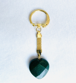 Luxe Jade sleutelhanger hart facet - echte edelsteen